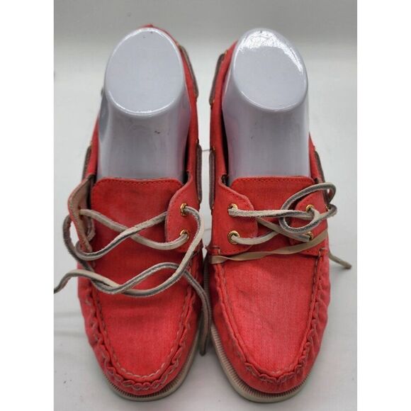 Sperry Top-Sider J.Crew Coral Canvas Boat Shoes Women's Size 7 - Picture 1 of 10
